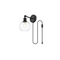 Living District Wesson 1 light Black and Clear plug in wall sconce Thumbnail - 1