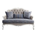 Benjara Loveseat with Arch Top and Resin Queen Anne Legs, Gray Thumbnail - 1