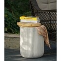 LuxenHome Gray Cement and Faux Wood Top Indoor Outdoor Side and End Table with Storage Thumbnail - 1