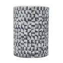 Metro Checkered Ceramic Garden Stool - 13"Dia. x 17.5"H - White/Black Thumbnail - 1