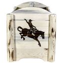 Montana Collection Magazine Rack w/ Laser Engraved Bronc Design, Clear Lacquer Finish Thumbnail - 1