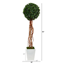 Nearly Natural 62in. English Ivy Single Ball Artificial Topiary Tree in White Metal Planter UV Resistant (Indoor/Outdoor) Thumbnail - 1