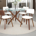 !nspire Mid-Century Modern Faux Leather and Wood Side Chair - White and Walnut Thumbnail - 1