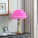 ORE International 18.25"In Hot Pink Feather Aquina Satin Gold Metal Contour Glam Table Lamp Thumbnail - 1
