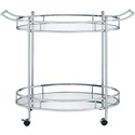 Benjara Serving Cart with Tubular Frame and 2 Tier Glass Shelves, Chrome Thumbnail - 1