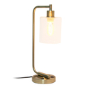 Simple Designs Bronson Antique Style Industrial Iron Lantern Desk Lamp with USB Port and Glass Shade, Rose Gold Thumbnail - 1