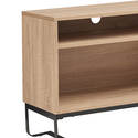 The Urban Port 60 Inch Modern TV Media Entertainment Console, 4 Compartments, Metal Frame Base, Light Oak Brown Thumbnail - 1