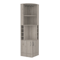 TUHOME Syrah Corner Bar Cabinet, Eight Bottle Cubbies, Double Door, Two Open Shelves Thumbnail - 1