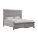 New Classic Furniture Jamestown King Wood Panel Bed With Storage Footboard-Gray Thumbnail - 1