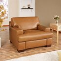 Luxurious Leather Accent Chair - Tan - Naomi Home Thumbnail - 1