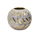 Nearly Natural 6in. Regal Round Stone Vase with Gold Accents Thumbnail - 1