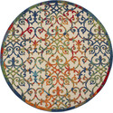 Nourison Aloha 7'10" x Round Multicolor Contemporary Rug Thumbnail - 1