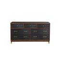 Dark Walnut & Black 7 Drawer Dresser Furniture - Alpine Furniture Thumbnail - 1