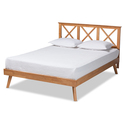 Baxton Studio Galvin Modern and Contemporary Brown Finished Wood Queen Size Platform Bed Thumbnail - 1