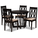 Baxton Studio Julie Modern and Contemporary Sand Fabric Upholstered and Dark Brown Finished Wood 5-Piece Dining Set Thumbnail - 1