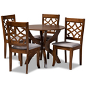 Baxton Studio Sandra Modern and Contemporary Grey Fabric Upholstered and Dark Brown Finished Wood 5-Piece Dining Set Thumbnail - 1