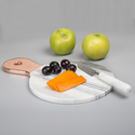 Creative Home Genuine Gray Marble Cheese Serving Paddle Board with Stainless Steel Copper Trim Handle Thumbnail - 1