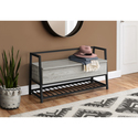 Monarch Specialties Bench, Entryway, Hallway, Storage, 42" Rectangular, Metal, Laminate, Grey, Black, Contemporary, Modern Thumbnail - 1