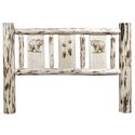 Montana Collection King Headboard w/ Laser Engraved Bear Design, Clear Lacquer Finish Thumbnail - 1