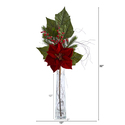 Nearly Natural 32in. Poinsettia, Berries and Pine Artificial Arrangement in Glass Vase Thumbnail - 1