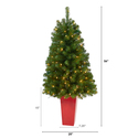 Nearly Natural 4.5ft. Virginia Fir Artificial Christmas Tree with 100 Clear Lights and 223 Bendable Branches in Red Planter - Thumbnail 7