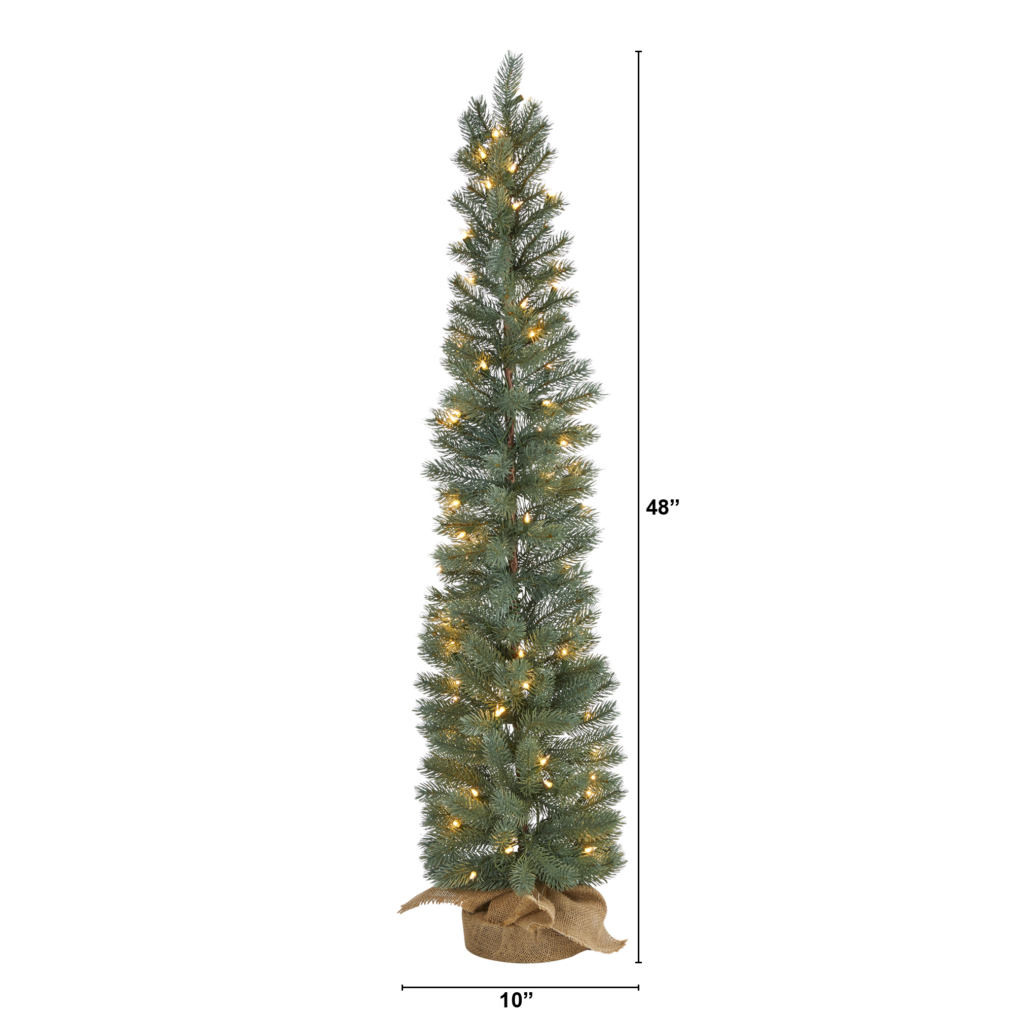 Nearly Natural 4ft. Green Pine Artificial Christmas Tree with 70 Warm White Lights Set in a Burlap Base - Thumbnail 6