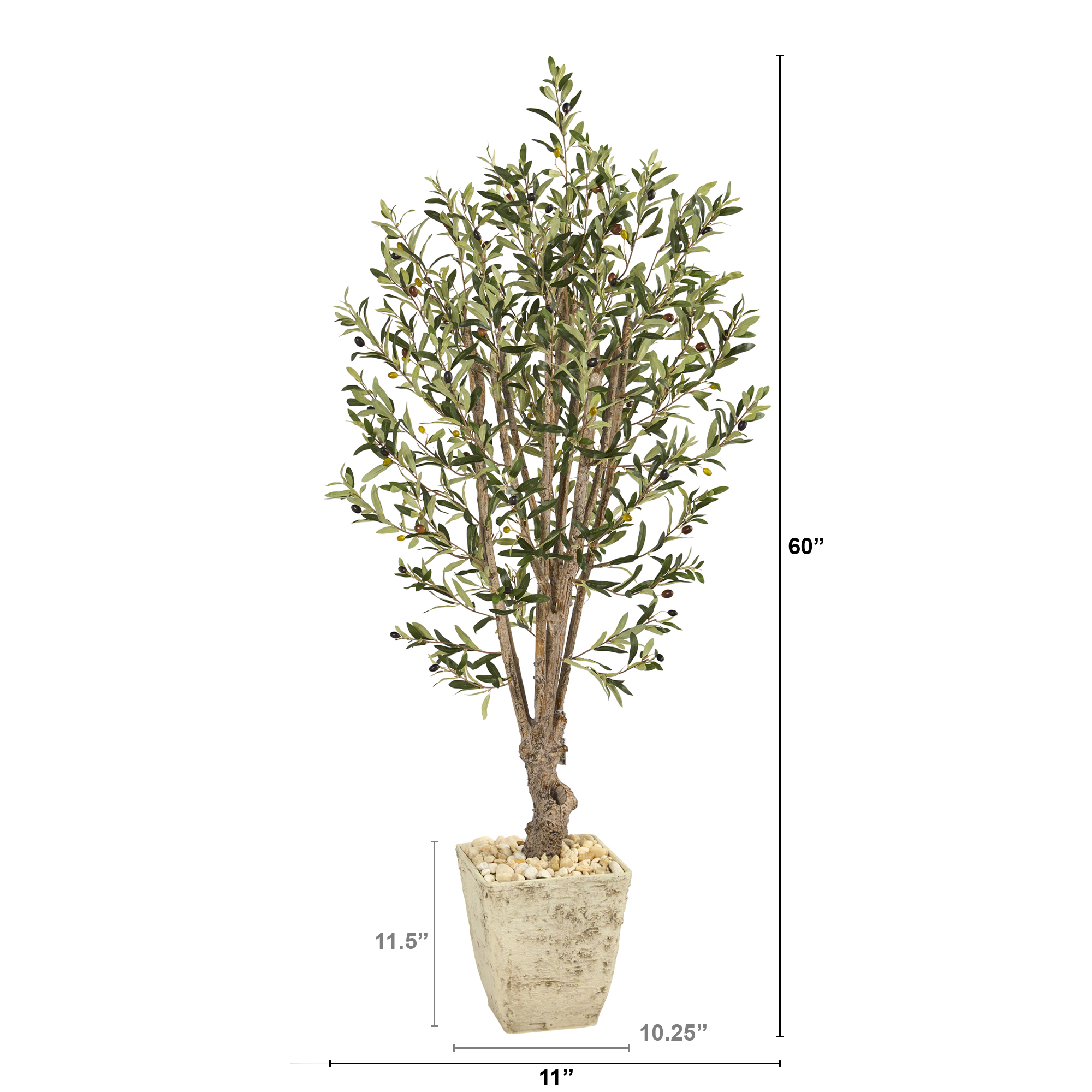 Nearly Natural 5ft. Olive Artificial Tree in Country White Planter Thumbnail - 1
