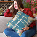 Luxury Double Sided Blue Art Graphic Print Throw Pillow Handmade USA Thumbnail - 1