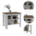 Kitchen Island Work Station White and Wood Shelves Storage - TuHome Furniture Thumbnail - 1