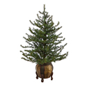 Mountain Pine Artificial Christmas Tree Clear Lights Planter - Thumbnail 8