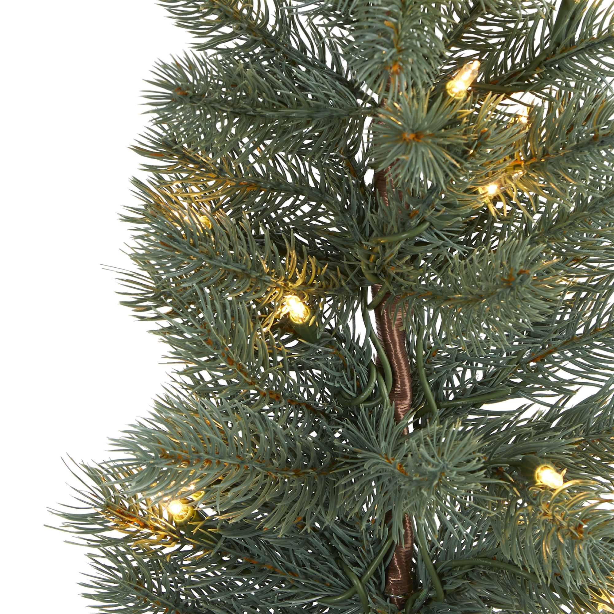 Nearly Natural 4ft. Green Pine Artificial Christmas Tree with 70 Warm White Lights Set in a Burlap Base - Thumbnail 7