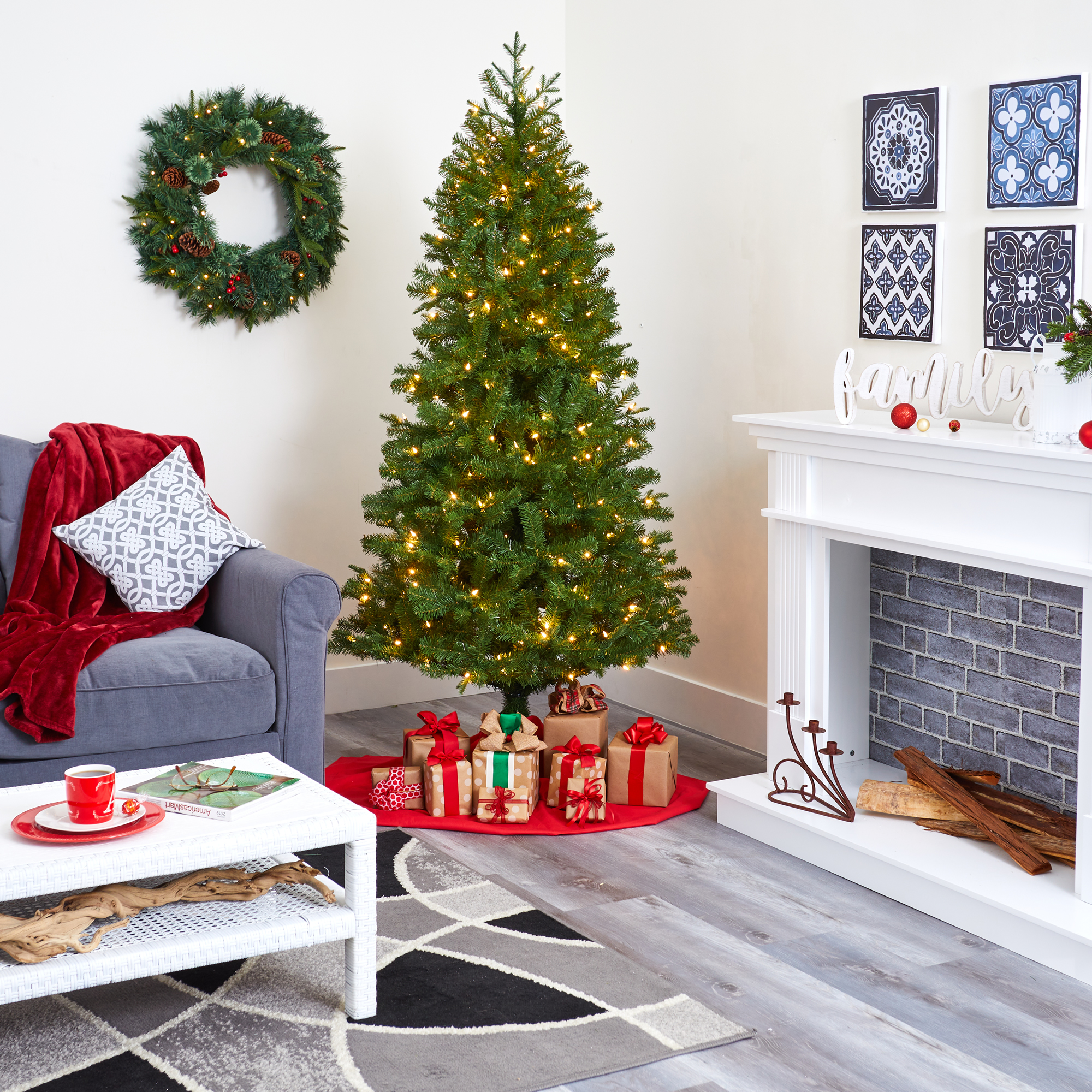 Nearly Natural 6.5ft. Vancouver Spruce Artificial Christmas Tree with 250 Warm White Lights and 803 Bendable Branches - Thumbnail 14