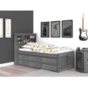 Twin Captain Bed with Bookcase and 6 drawers from OS Home and Office in Charcoal Gray Thumbnail - 1