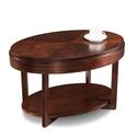 Leick Home 10109-CH Oval Small Coffee Table with Shelf, Chocolate Cherry Thumbnail - 1