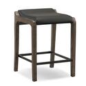 Leick Home 10116GS/BL Graystone Wood Fastback Counter Height Stool with Black Faux Leather Seat, Set of 2 Thumbnail - 1