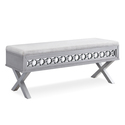 Leick Home 10142-SV Mirrored Diamond Filigree X Base Lift Top Bench with Storage for Bedroom or Foyer, Silver Leaf Thumbnail - 1