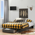 HomeStock Nordic Haven Full/Queen Platform Bed With Headboard, Slat, Drawer in Grey Oak, Adjustable Bed, Platform Bed - 80"L x 60.08"W x 8.94"H Thumbnail - 1