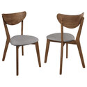 Coaster Alfredo Upholstered Dining Chairs Grey and Natural Walnut (Set of 2) Thumbnail - 1