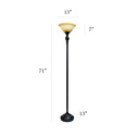 Elegant Designs 1 Light Torchiere Floor Lamp with Marbelized Amber Glass Shade, Restoration Bronze - Thumbnail 3