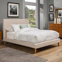 Queen Size Upholstered Platform Bed - Light Grey and Tapered Legs - Alpine Furniture Thumbnail - 1