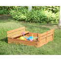 Naomi Home Kids Cedar Sandbox, Wooden sandbox with 2 Foldable Benches Thumbnail - 1