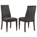 Coaster Wes Upholstered Side Chair (Set of 2) Grey and Dark Walnut Thumbnail - 1