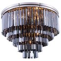 Polished Nickel Flush Mount Lighting with Grey Shade and Crystal Cut Thumbnail - 1