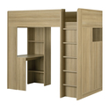 South Shore Loft Bed with Desk Natural Ash Logik Thumbnail - 1