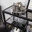 SEI Modern Black Bar Cart with Smoked Glass Shelves - Thumbnail 2