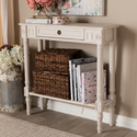 Baxton Studio Ariella Country Cottage Farmhouse Whitewashed 1-Drawer Console Table Thumbnail - 1