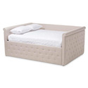 Baxton Studio Amaya Modern and Contemporary Light Beige Fabric Upholstered Queen Size Daybed Thumbnail - 1