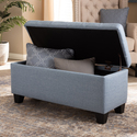 Baxton Studio Fera Modern and Contemporary Light Blue Fabric Upholstered Storage Ottoman Thumbnail - 1