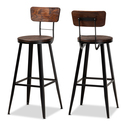 Baxton Studio Kenna Vintage Rustic Industrial Wood and Black Metal Finished 2-Piece Metal Bar Stool Set Thumbnail - 1