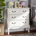 Traditional French Country Provincial White-Finished 3-Drawer Wood Dresser by Gabrielle, Baxton Studio Thumbnail - 1